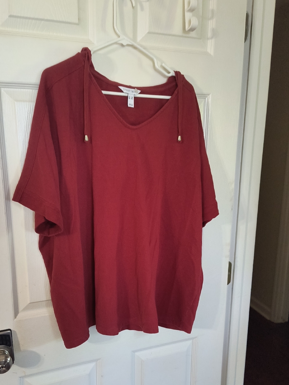 Sport Savvy Brick Red Short-Sleeve V-Neck Hoodie